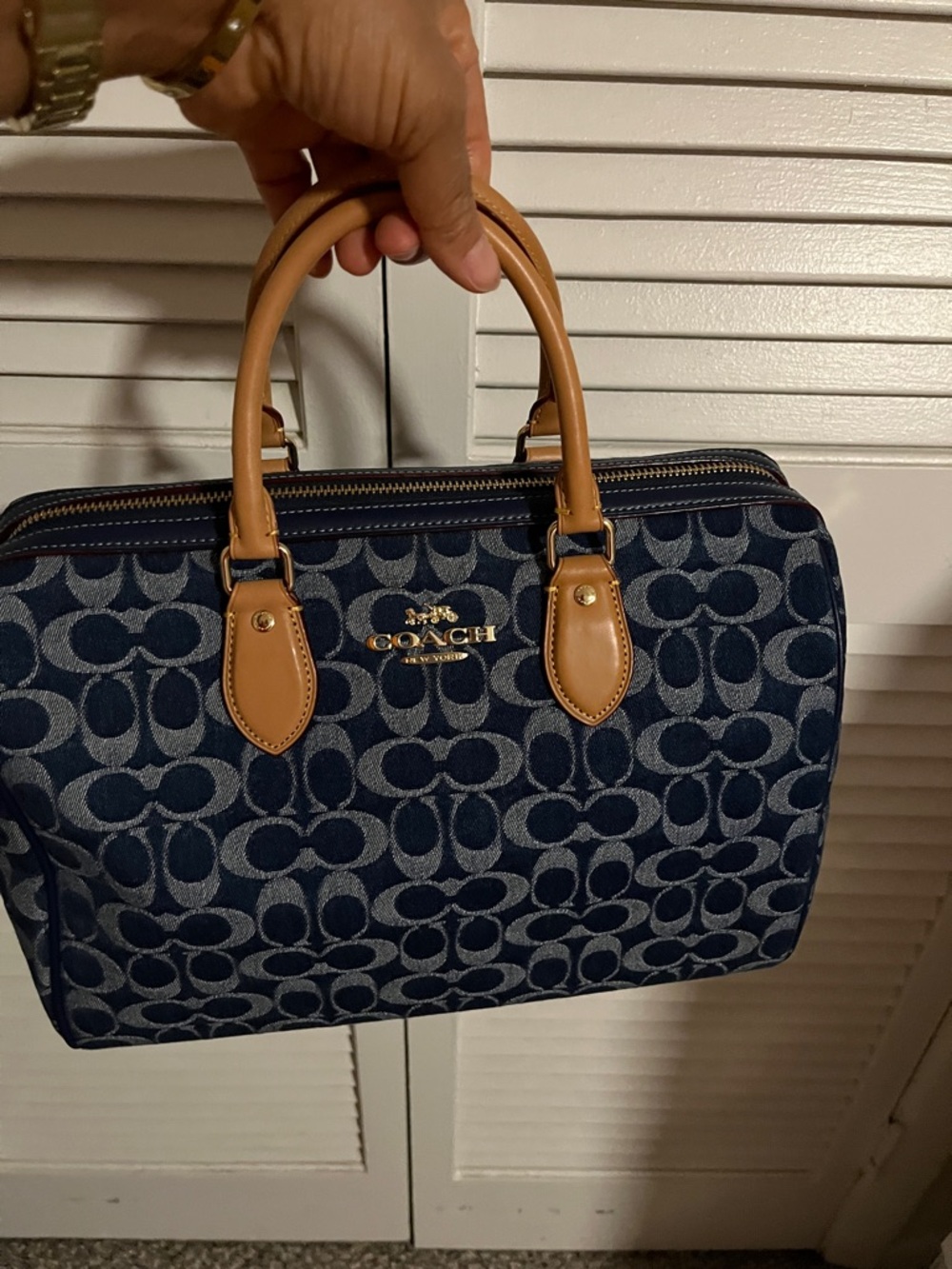 Coach Rowan Large Satchel Bag in Signature Denim Canvas - Picture 15 of 15